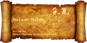 Halvax Milán névjegykártya
