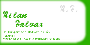milan halvax business card
